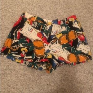 J. Crew scalloped hem shorts in postcard print